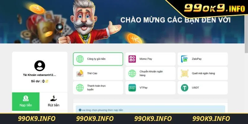 Các phương thức nạp tiền 99OK phổ biến và tiện lợi