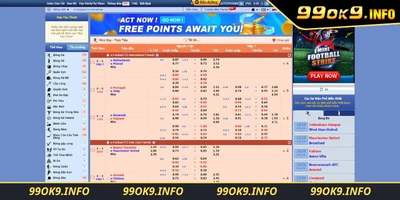 Hướng dẫn quy trình tham gia chơi thể thao tại 99OK